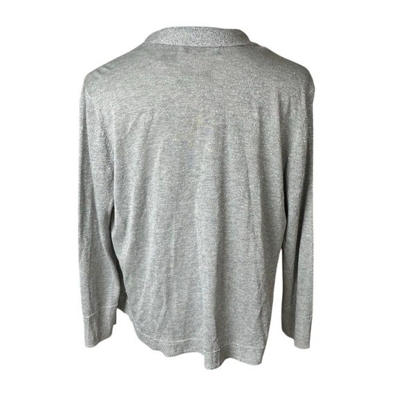 Verve Ami Women's Silver Metallic Open Front Cardigan Sweater Size L - Picture 4 of 8